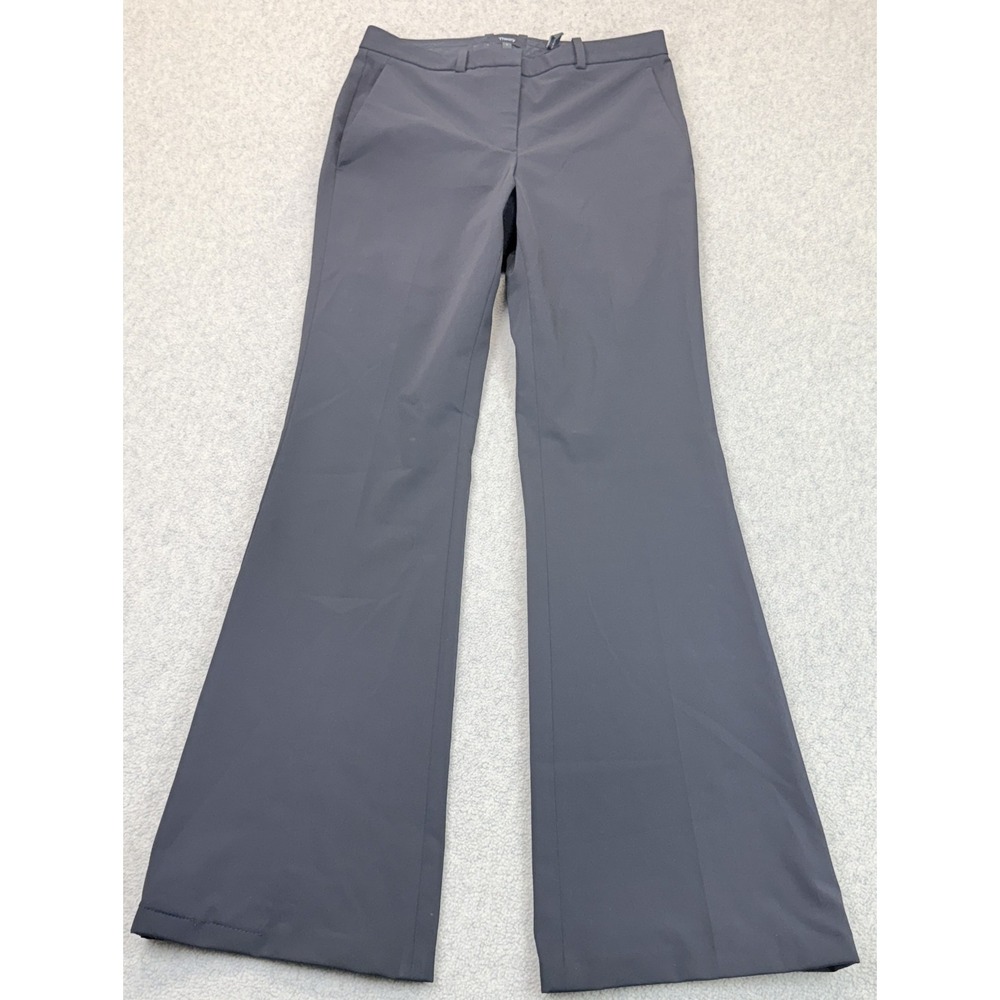 Theory Womens Trouser Pants Black Flat Front Flared Leg Comfort Stretch Pocket 0